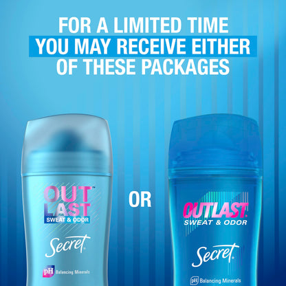 Secret Outlast Completely Clean two point six ounce twin pack premium fitness deodorant.