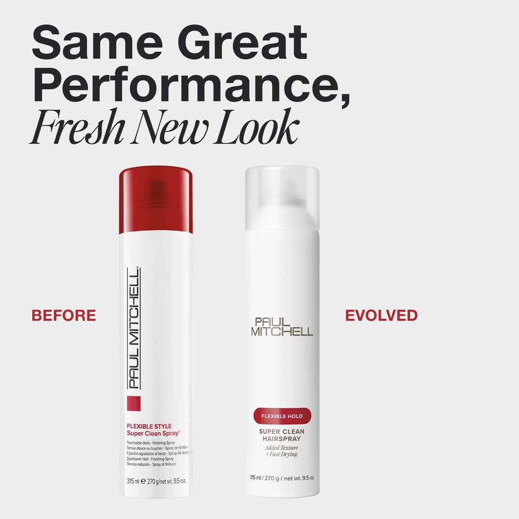 Paul Mitchell Flexible Style salon finishing spray bottle showcasing fast drying benefits