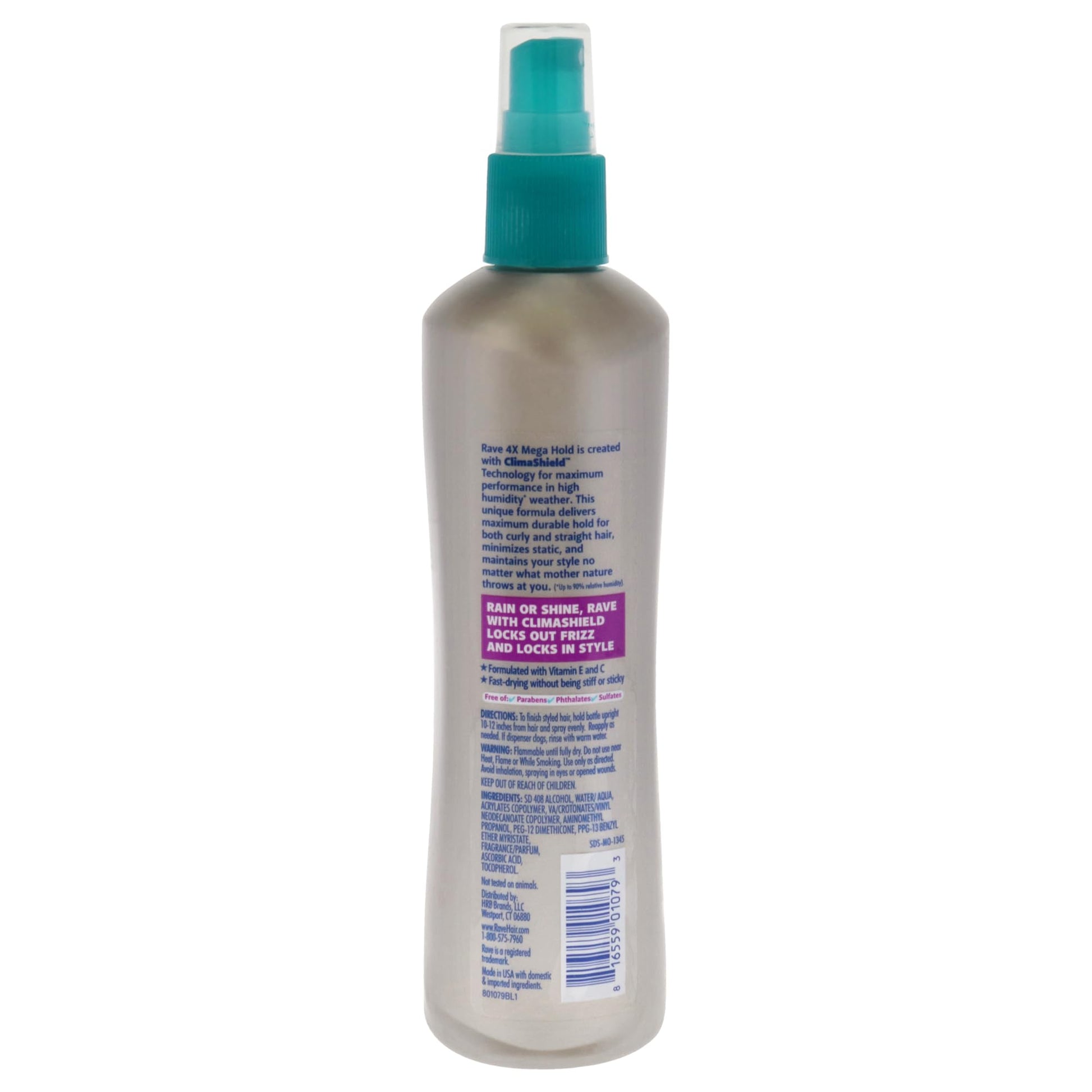 Authentic USA imported Rave non aerosol unscented hairspray eleven fluid ounce bottle packaging