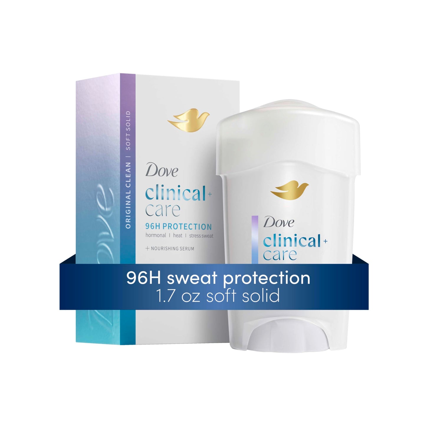 Dove clinical care soft solid original clean deodorant stick dial base