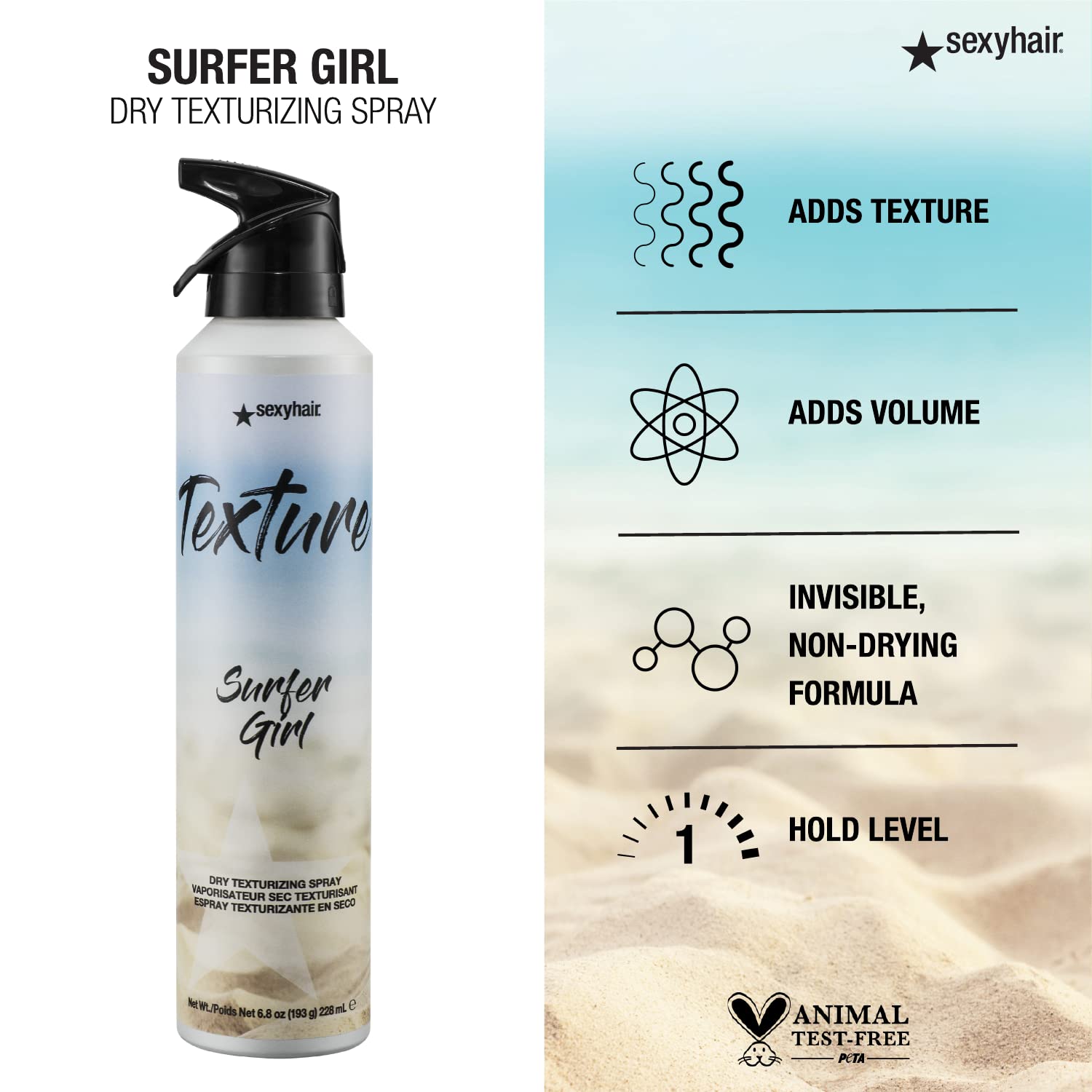 Silicone free salon professional texturizing spray with sunflower seed oil ingredient details