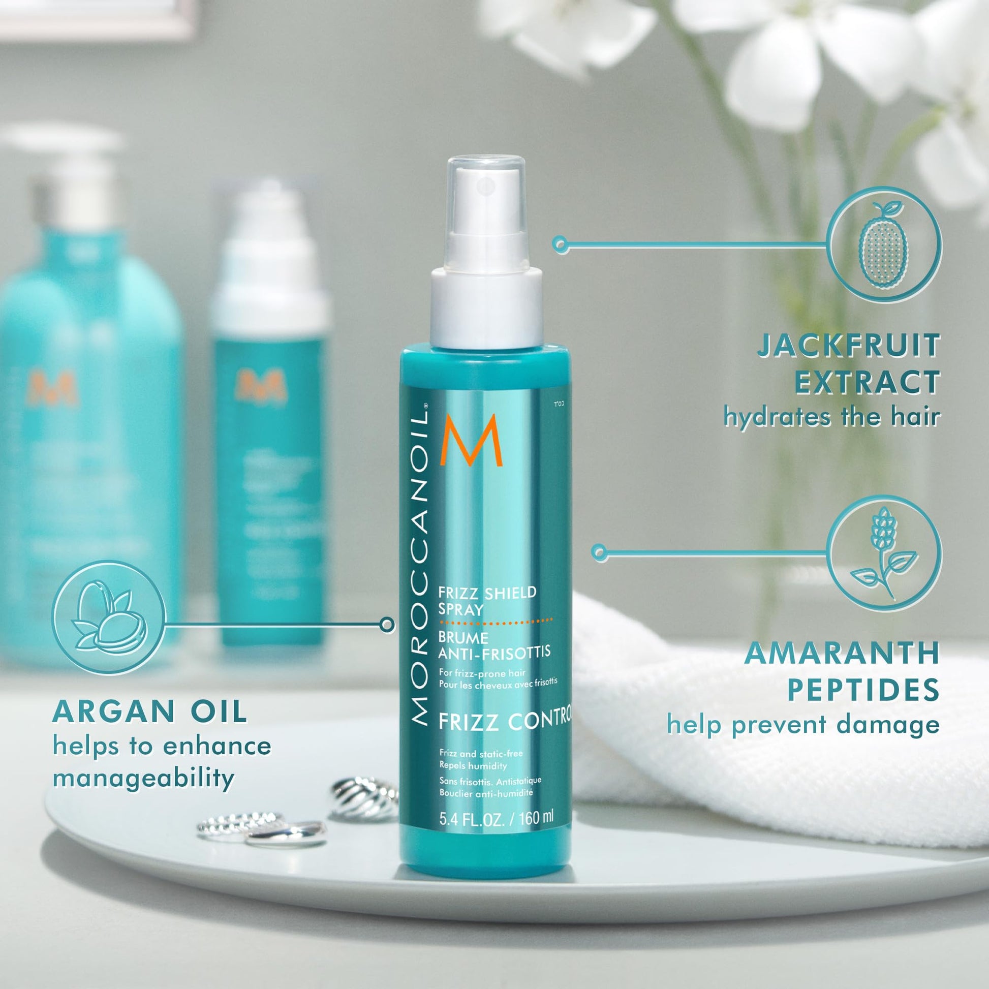 Moroccanoil humidity defense hair mist 160ml bottle close up