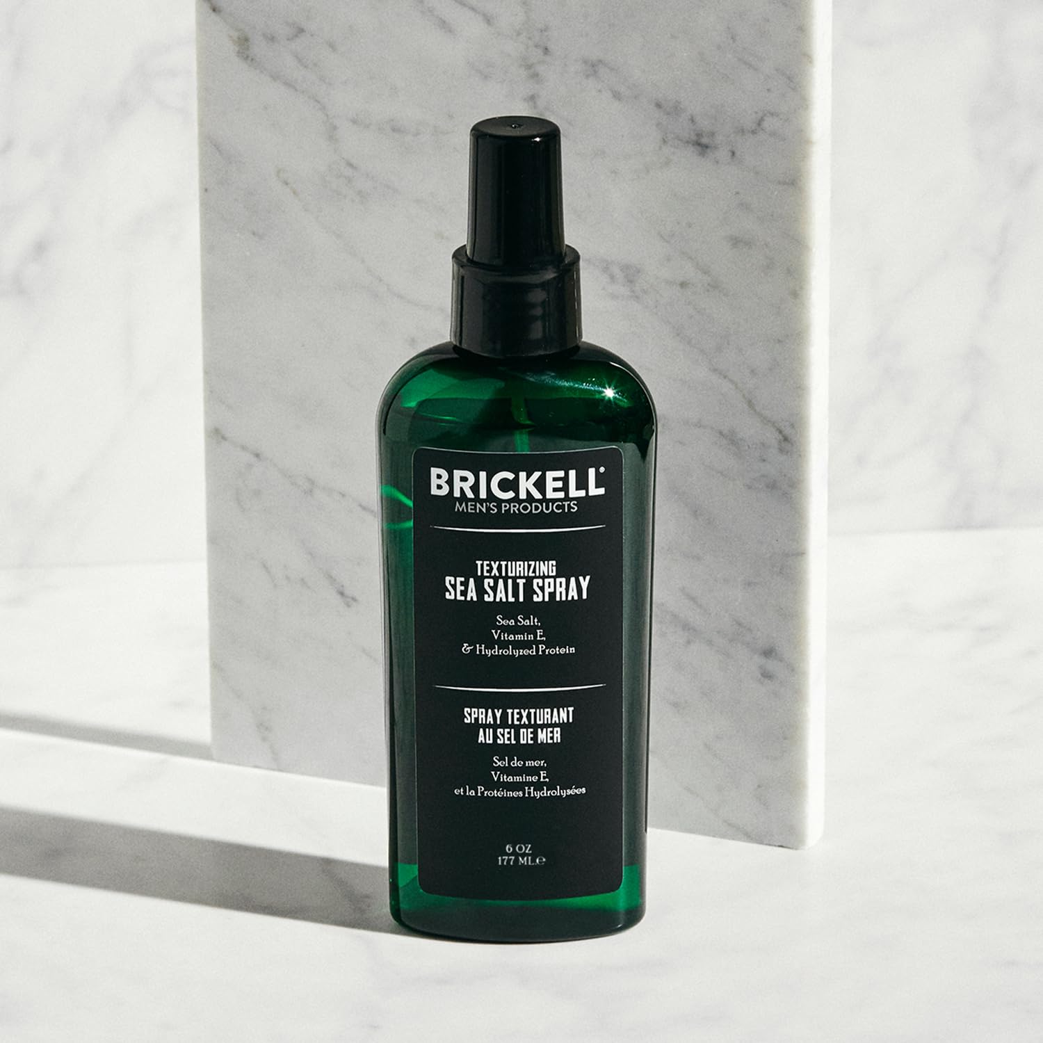 Authentic Brickell premium sea salt spray packaging imported from USA