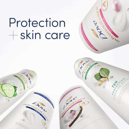 Back panel of Dove USA imported antiperspirant showing usage directions and product size.