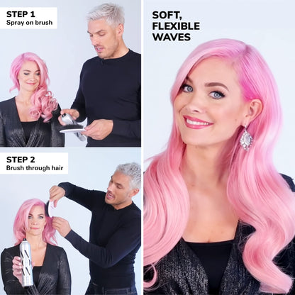 Color Wow professional hair styling spray bottle standing upright on a clean vanity setup