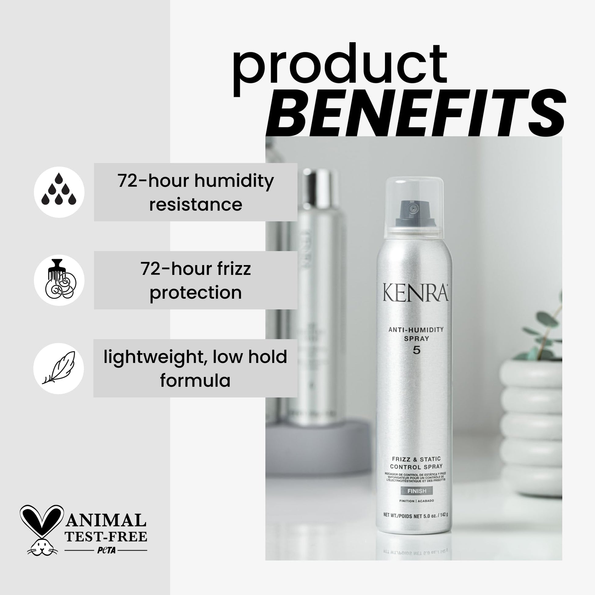 Kenra frizz and static control spray 72 hour humidity protection bottle