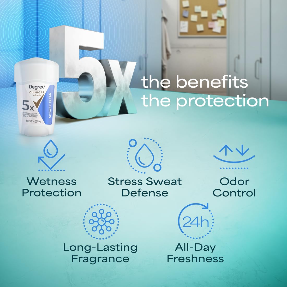 Degree Women clinical antiperspirant showing the twist mechanism dial at the base of the container