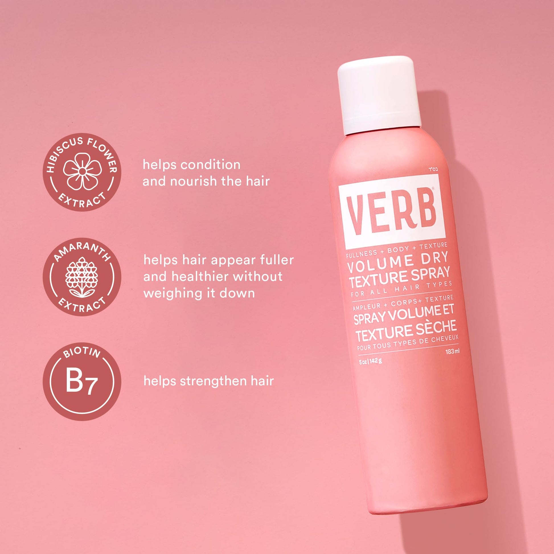 Lightweight dry texture spray for fine hair showing directions and ingredients label