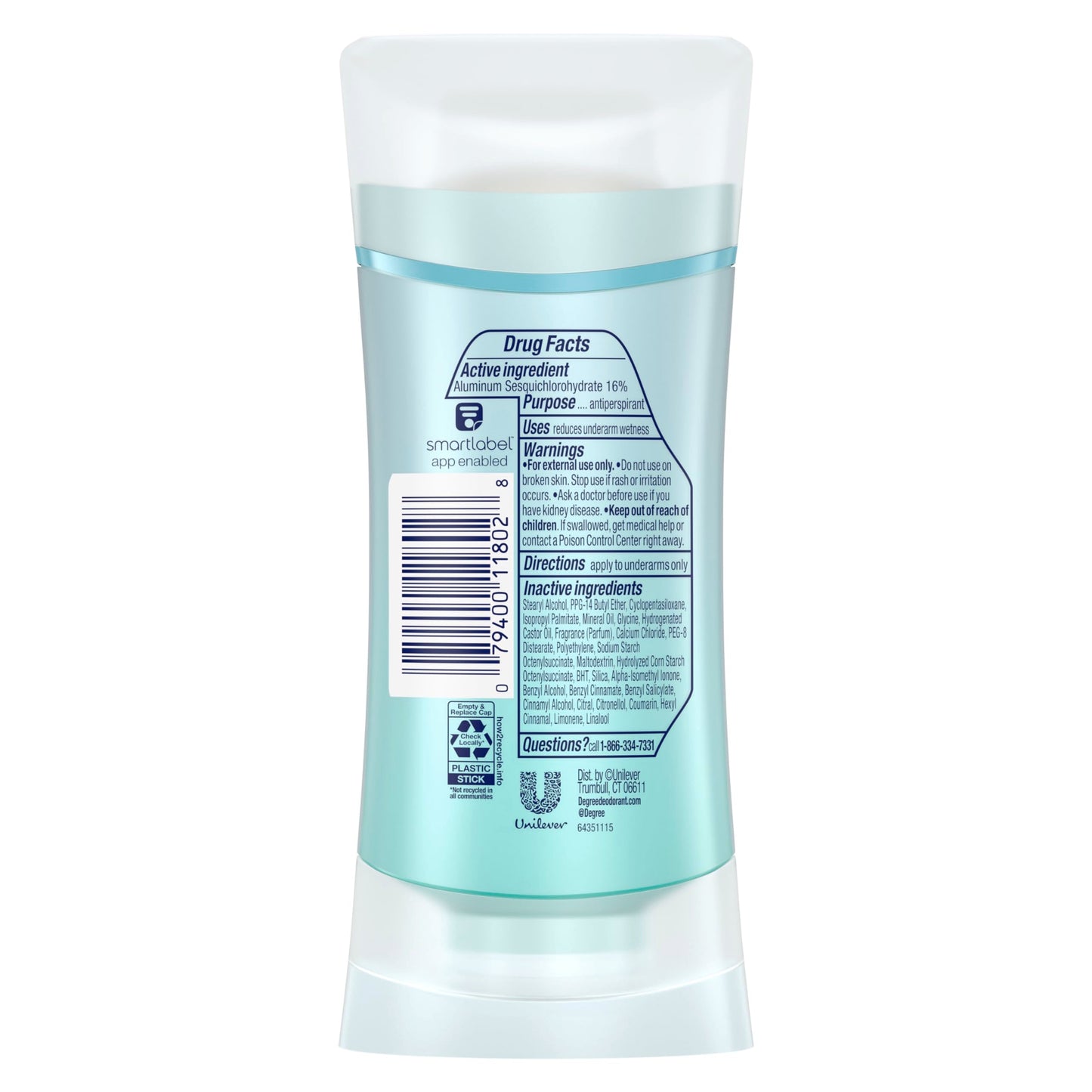 Degree 72 hour sweat and odor control women deodorant stick showing product details
