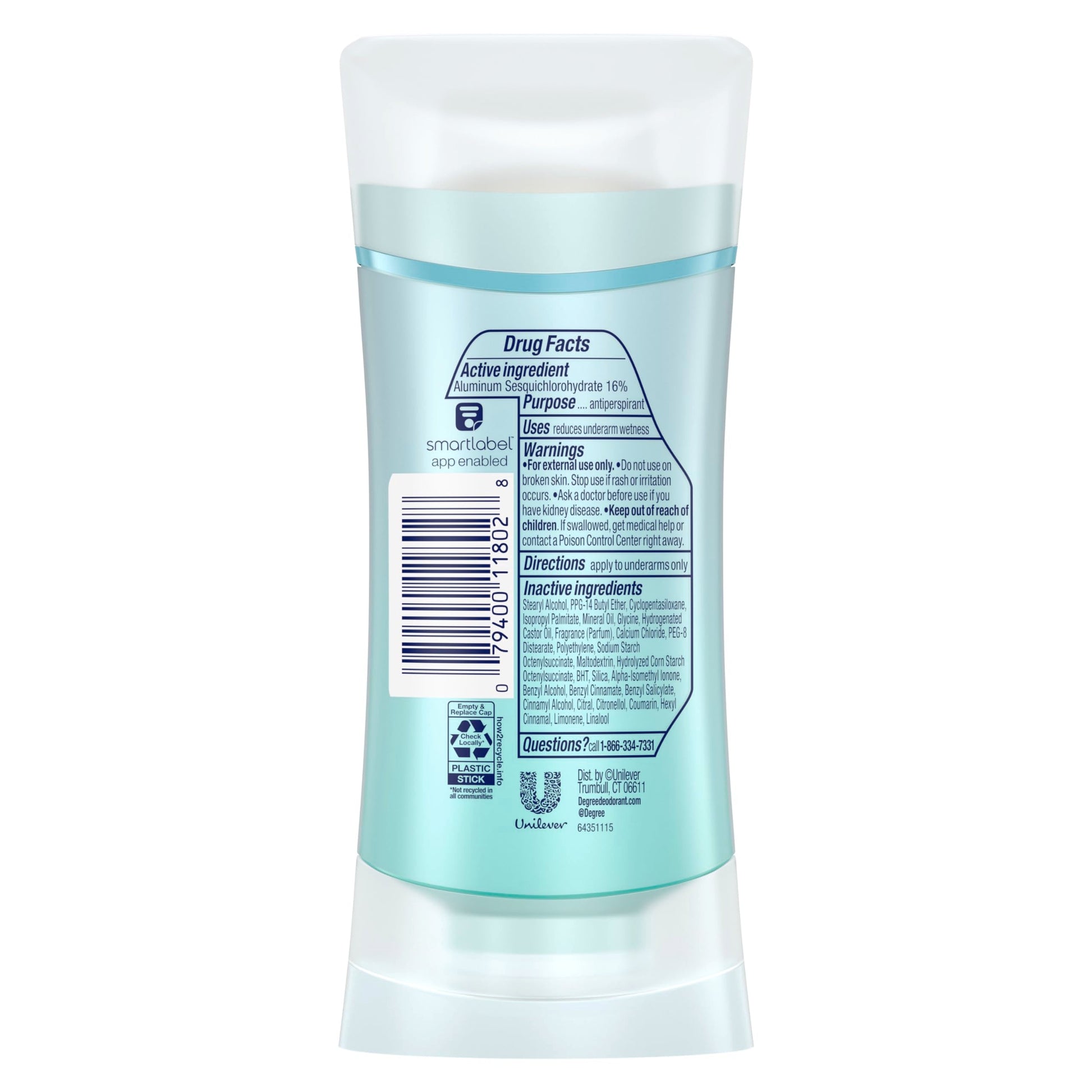 Degree 72 hour sweat and odor control women deodorant stick showing product details