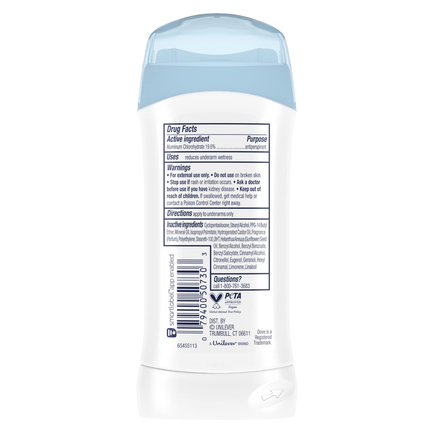 Two pack of Dove women's sweat and odor protection deodorant sticks showcasing the clear application benefit