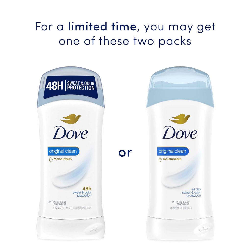 Back label of Dove invisible solid showing active ingredients and forty-eight hour protection details