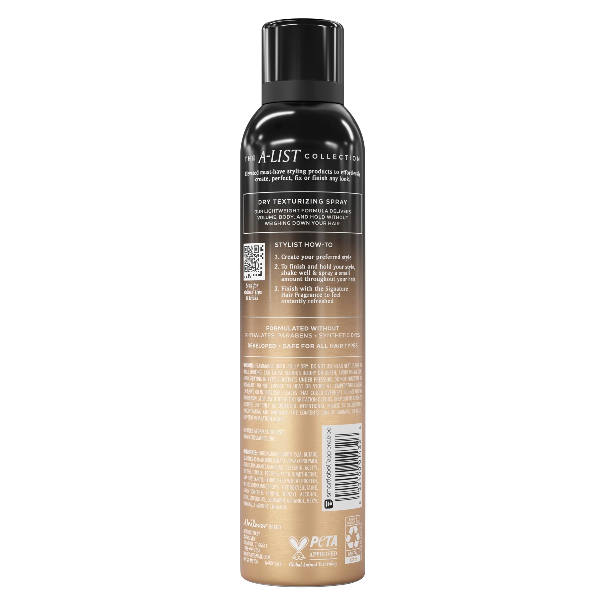 TresemmÃ© Dry Texturizing Spray 6.2 Ounces bottle packaging