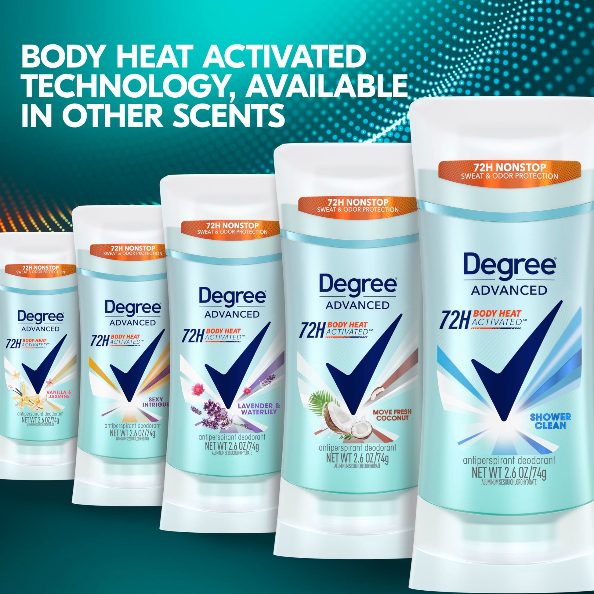 Premium Degree Advanced Protection Shower Clean two point six ounce deodorant presentation