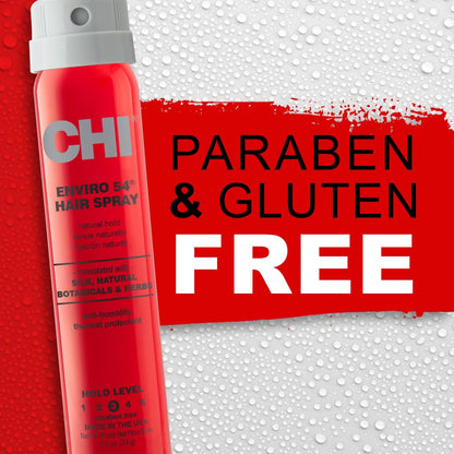 Compact 2.6 Ounce CHI Enviro hairspray for premium salon hair care on the go.