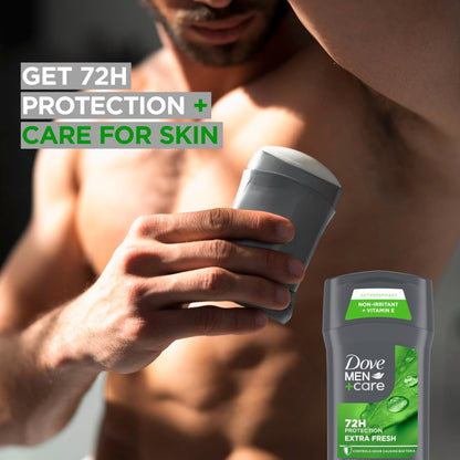 Side view of Dove Men Extra Fresh multi pack container for ultimate underarm odor control