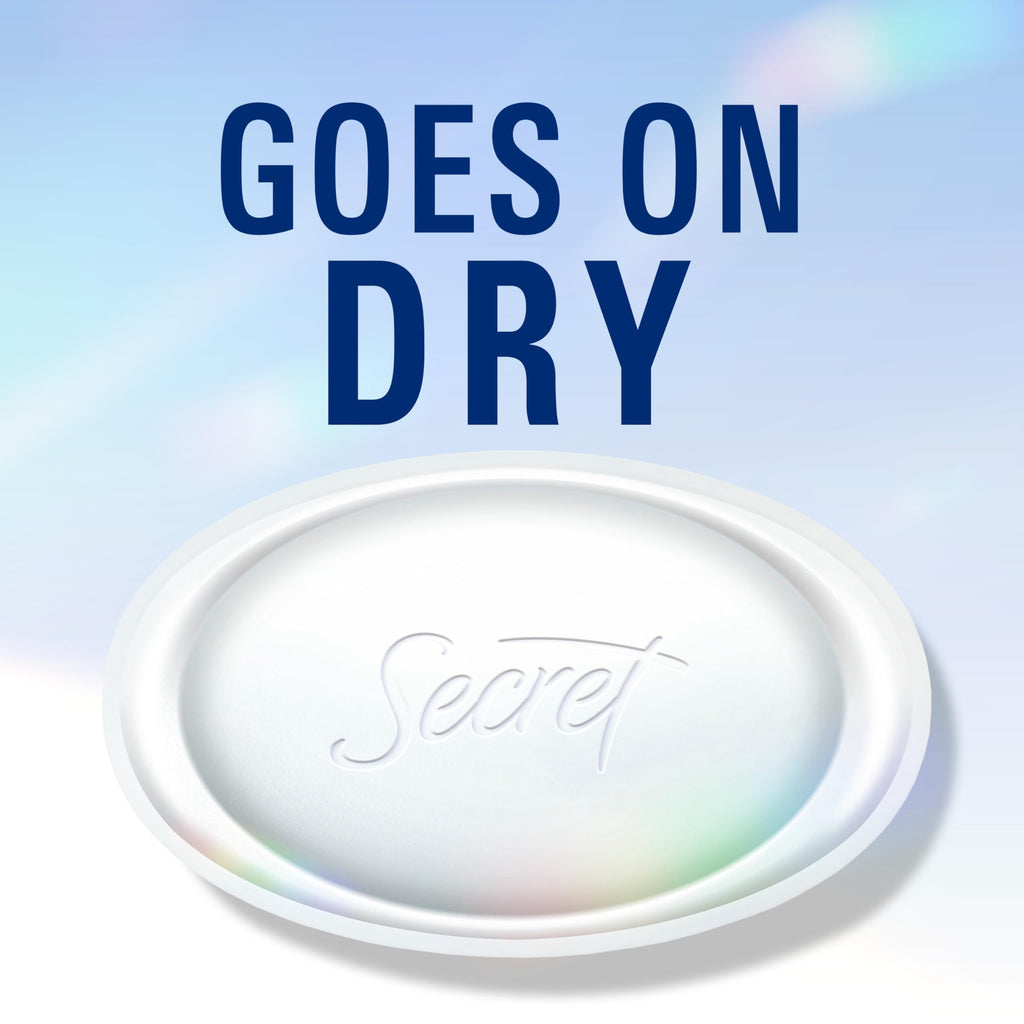 Close up of Secret Clinical Strength Antiperspirant detailing the hundred hour sweat defense logo.