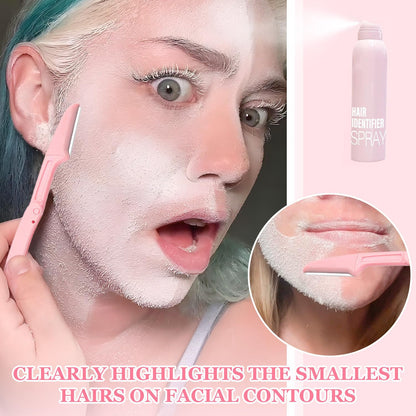Side view of OYB facial hair highlighter canister displaying ingredients and directions for face shaving