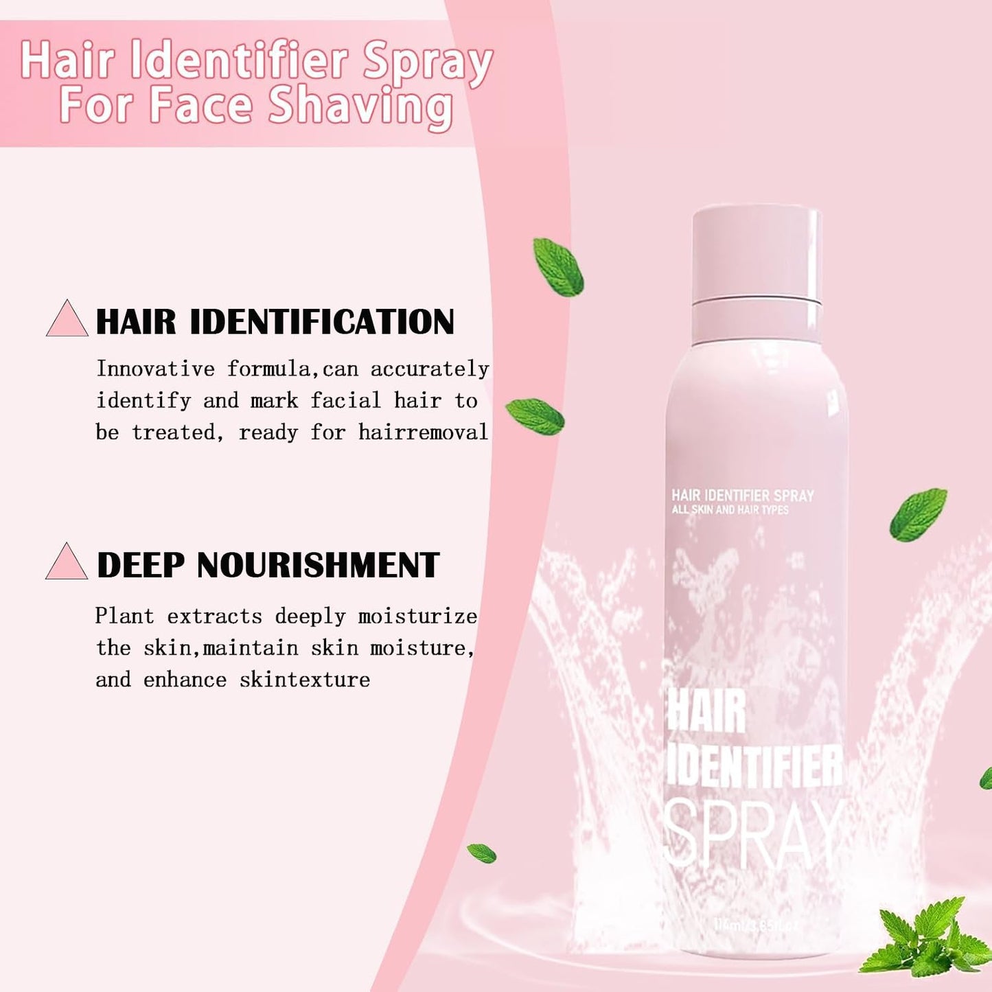 OYB moisturizing pre-shave spray canister highlighting peach fuzz and fine facial hair on skin