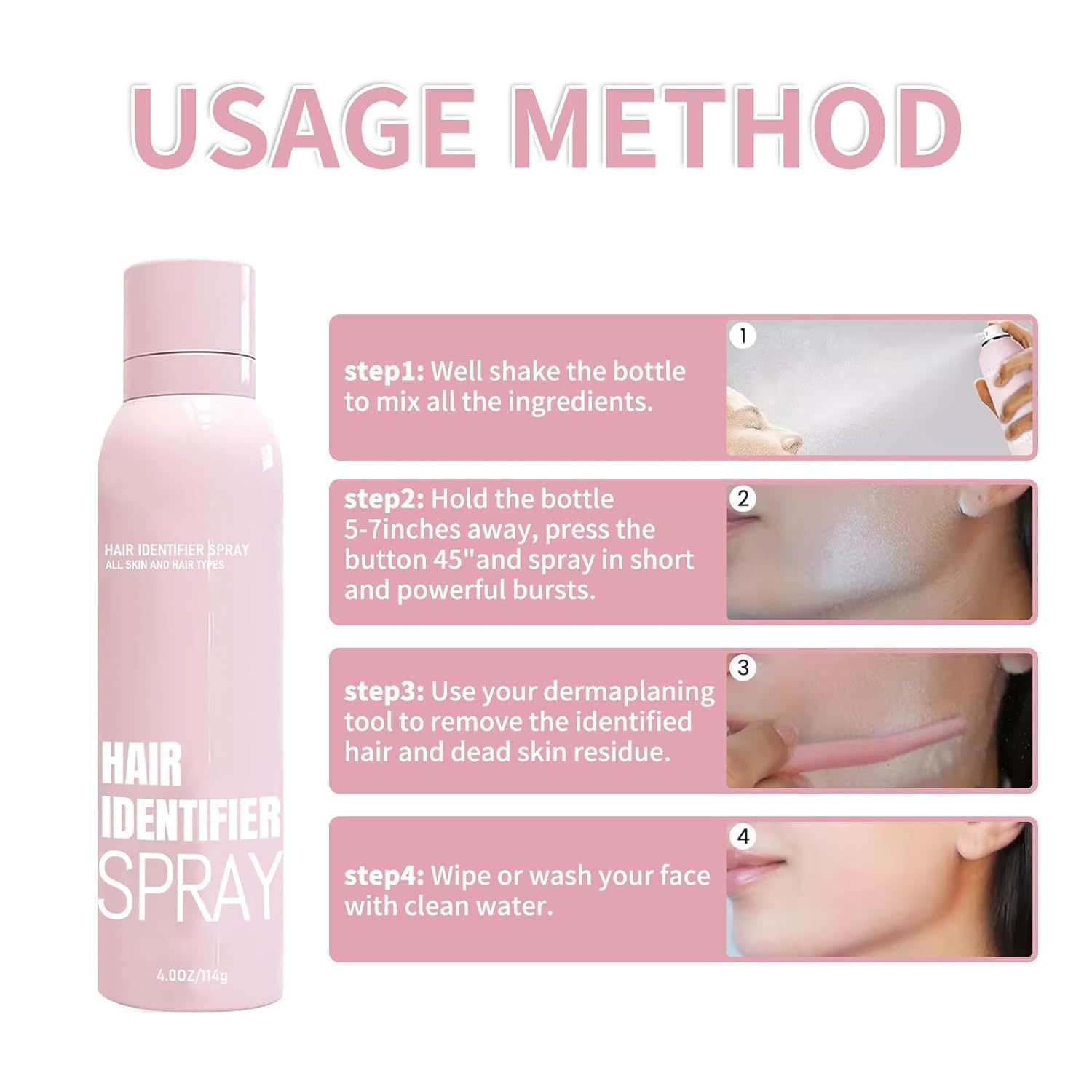 OYB skin care hair identifier spray bottle being applied to a clean face before shaving
