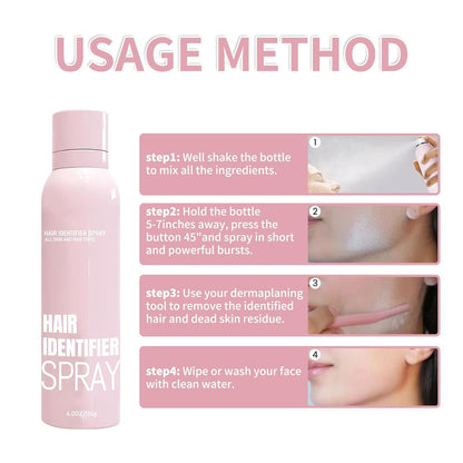 OYB skin care hair identifier spray bottle being applied to a clean face before shaving