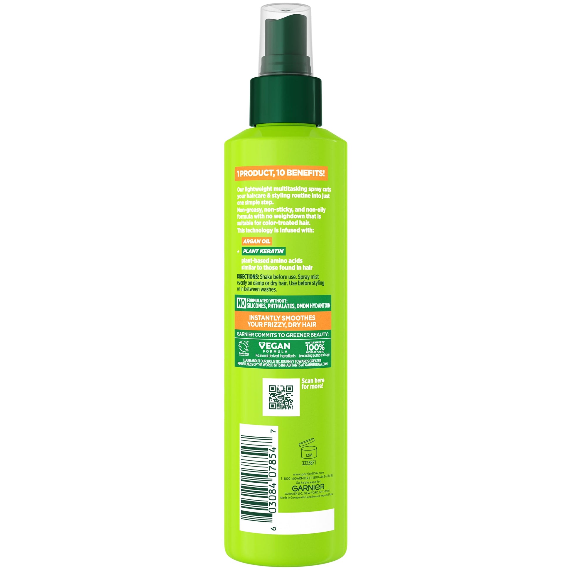 Garnier Fructis argan oil infused heat protectant spray for dry hair types