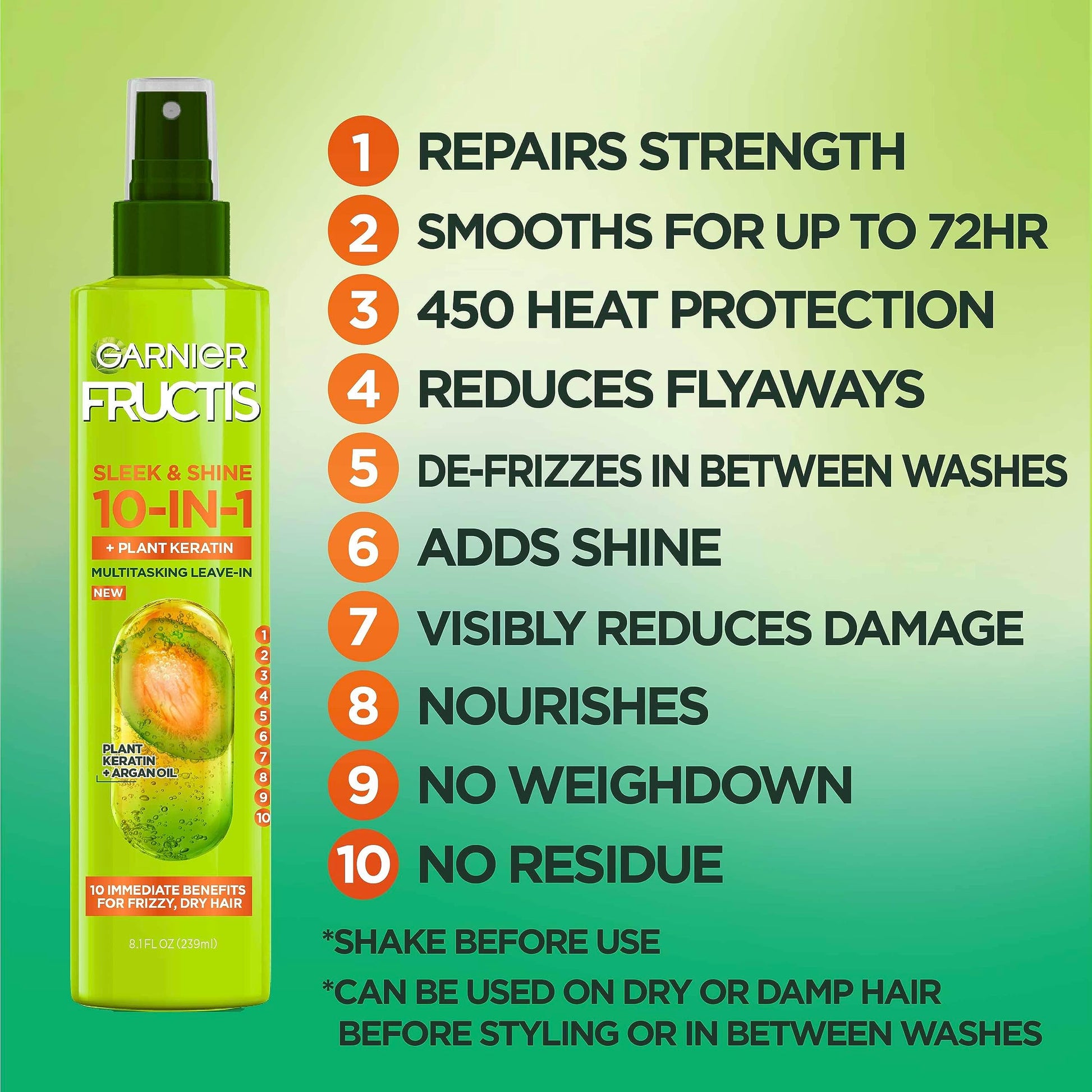 Authentic USA imported Garnier green bottle leave in conditioner treatment