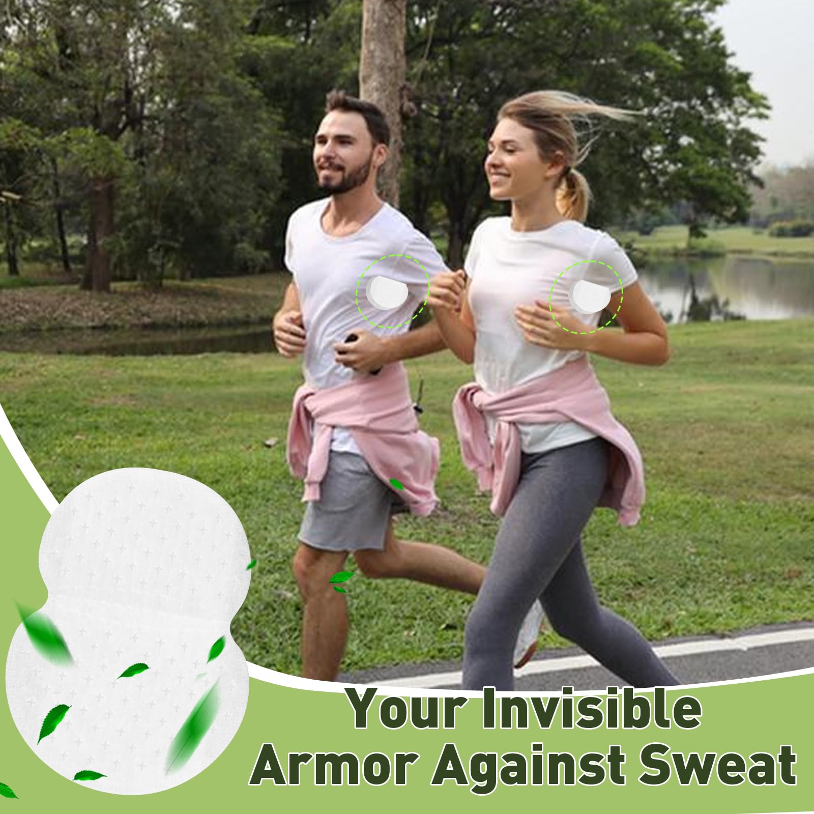 Disposable underarm sweat pads showing adhesive backing