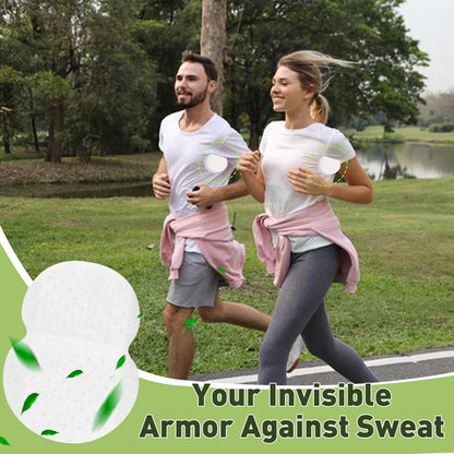 Disposable underarm sweat pads showing adhesive backing
