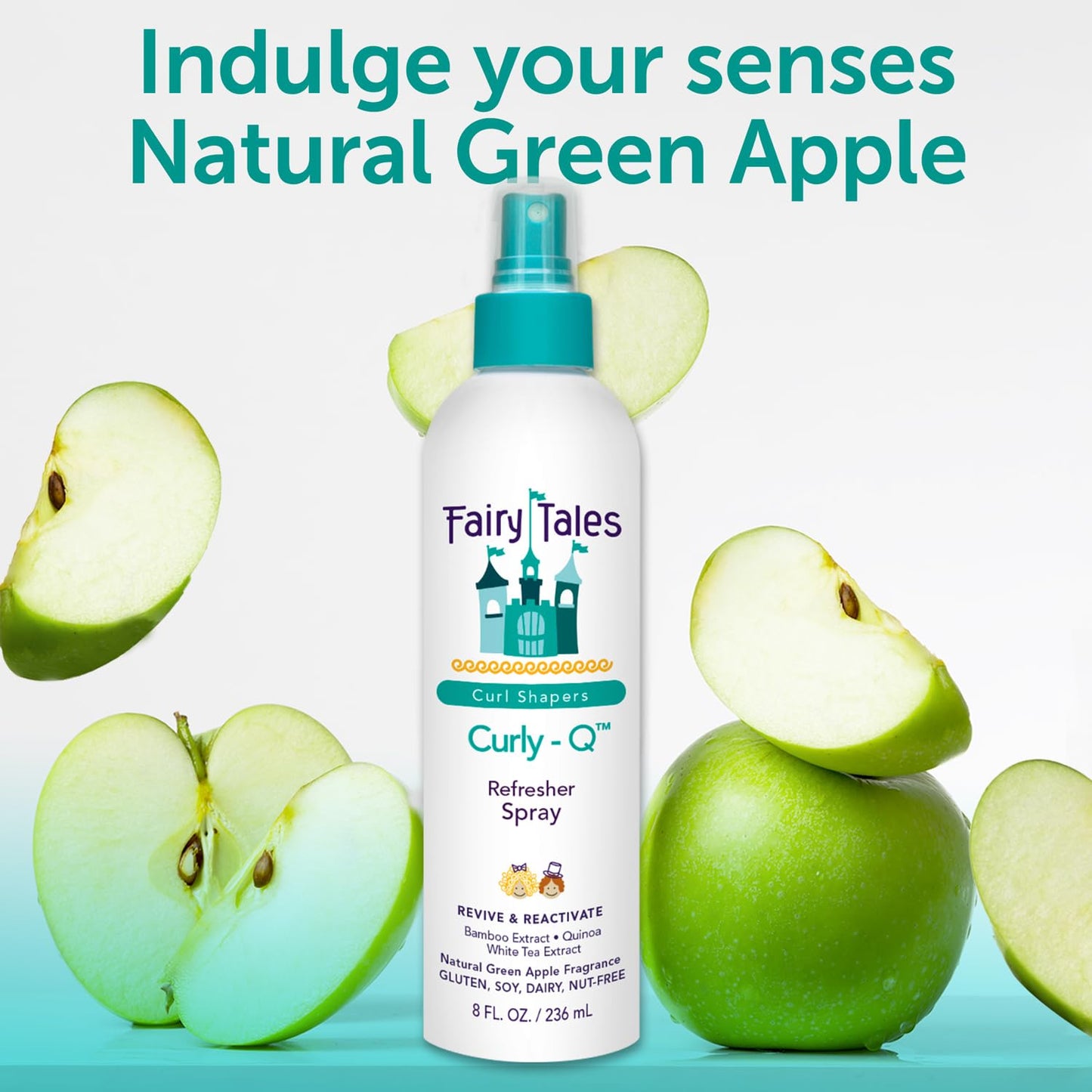 Fairy Tales green apple scented curly hair refresher bottle for toddler frizz control