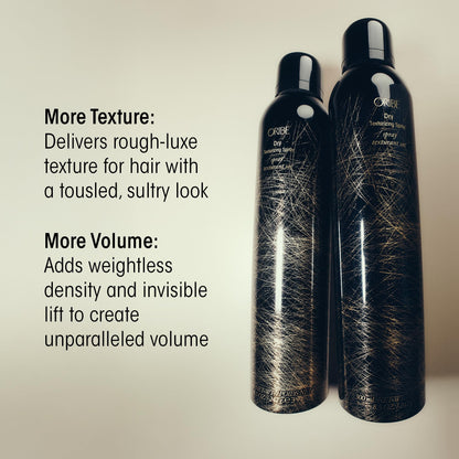 Oribe dry texturizing hair spray black bottle with gold abstract lines