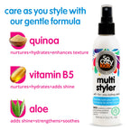 Back label of SoCozy 5.2 fluid ounce hair spray detailing sulfate free safety instructions
