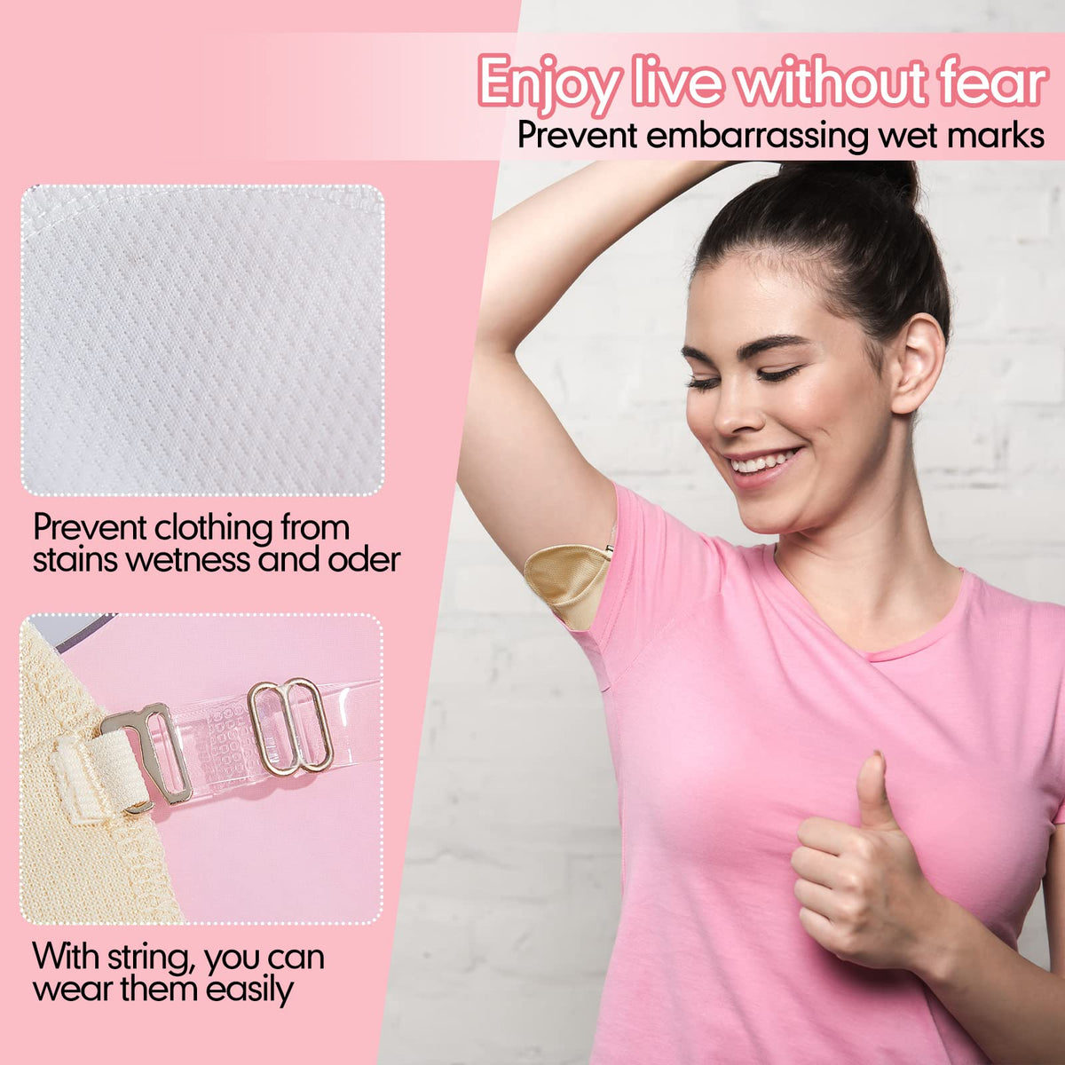 Close-up of the breathable mesh polyester fabric on Hercicy sweat protectors