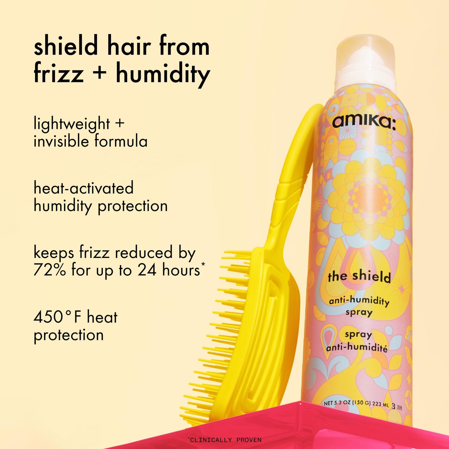 Amika invisible heat activated hair mist side view showing travel sized packaging