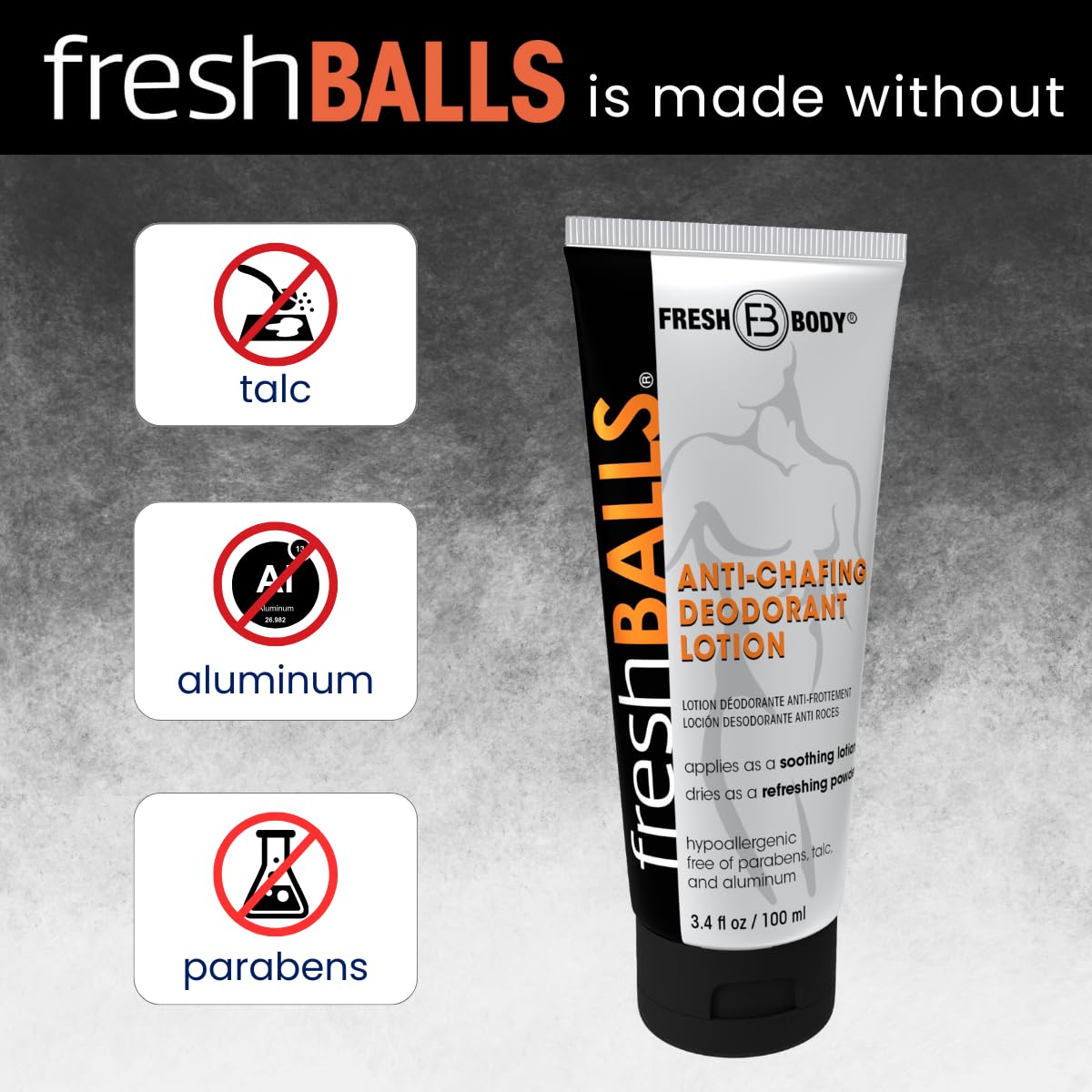 Fresh Body Fresh Balls three point four fluid ounces tubes arranged for sweat protection