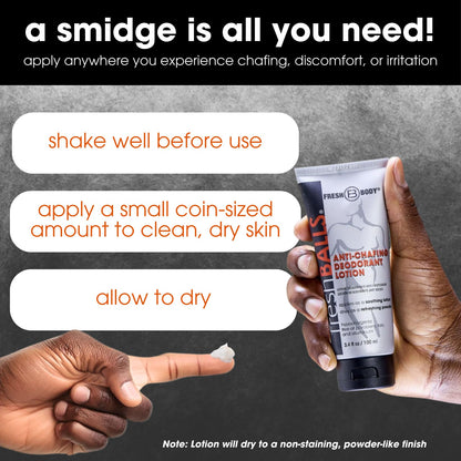 Fresh Body Fresh Balls non greasy intimate protection lotion back panel with ingredients