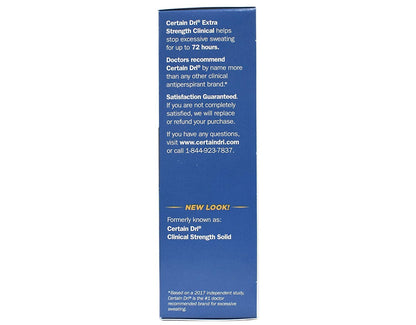 Unscented unisex clinical antiperspirant stick showing the official USA packaging graphics