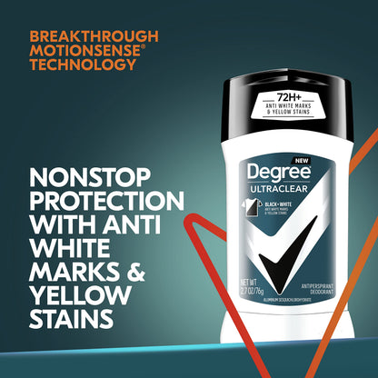 Degree MotionSense technology deodorant stick for clean clothes