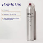 Kenra Professional high shine finish hair spray nozzle detailing spray pattern