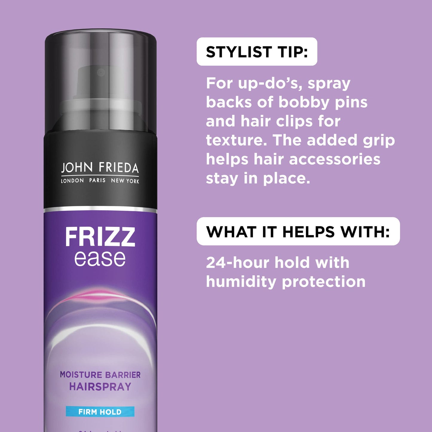 John Frieda professional finishing spray twelve ounce bottle for sleek hairstyles