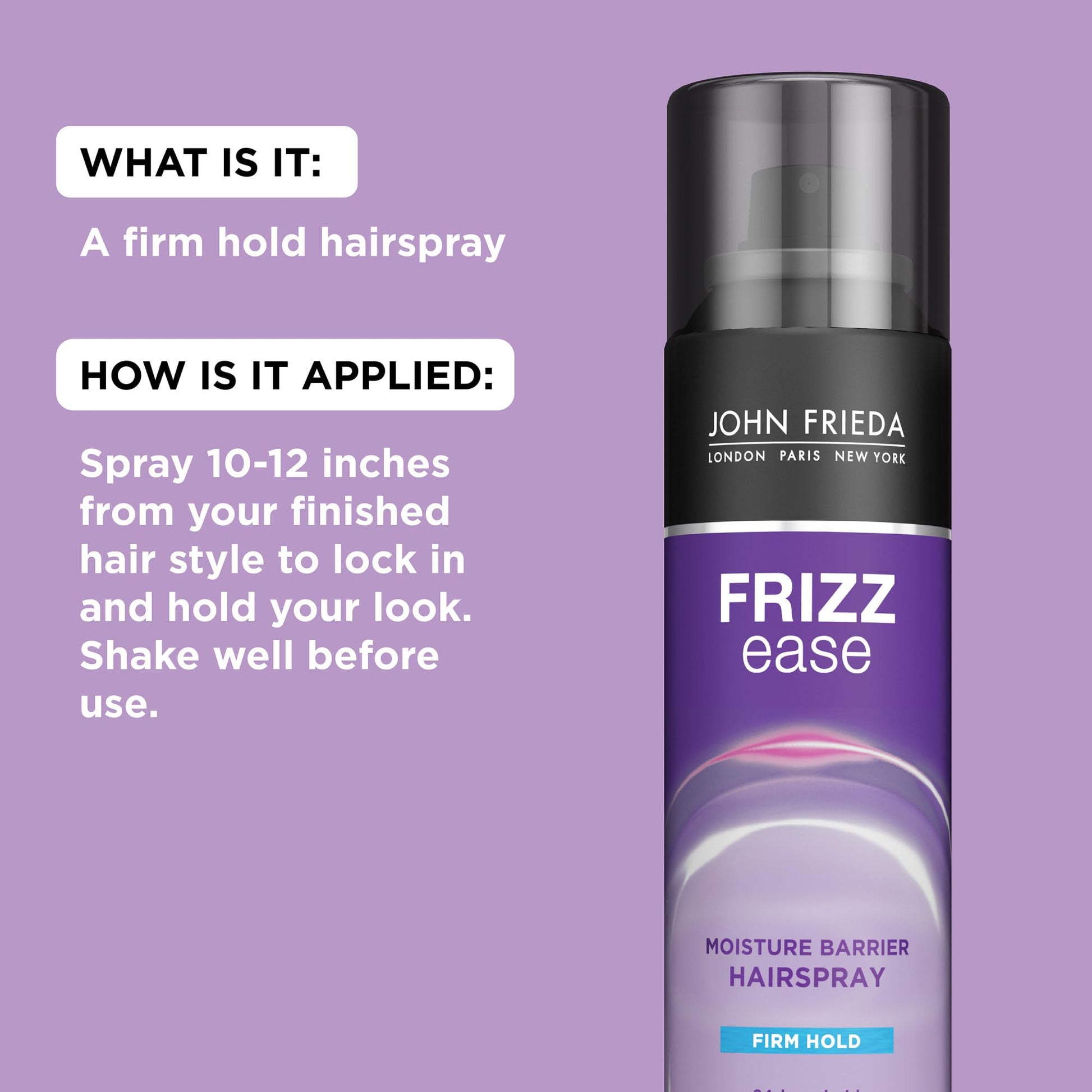 John Frieda moisture barrier product setup showcasing premium salon care aesthetics