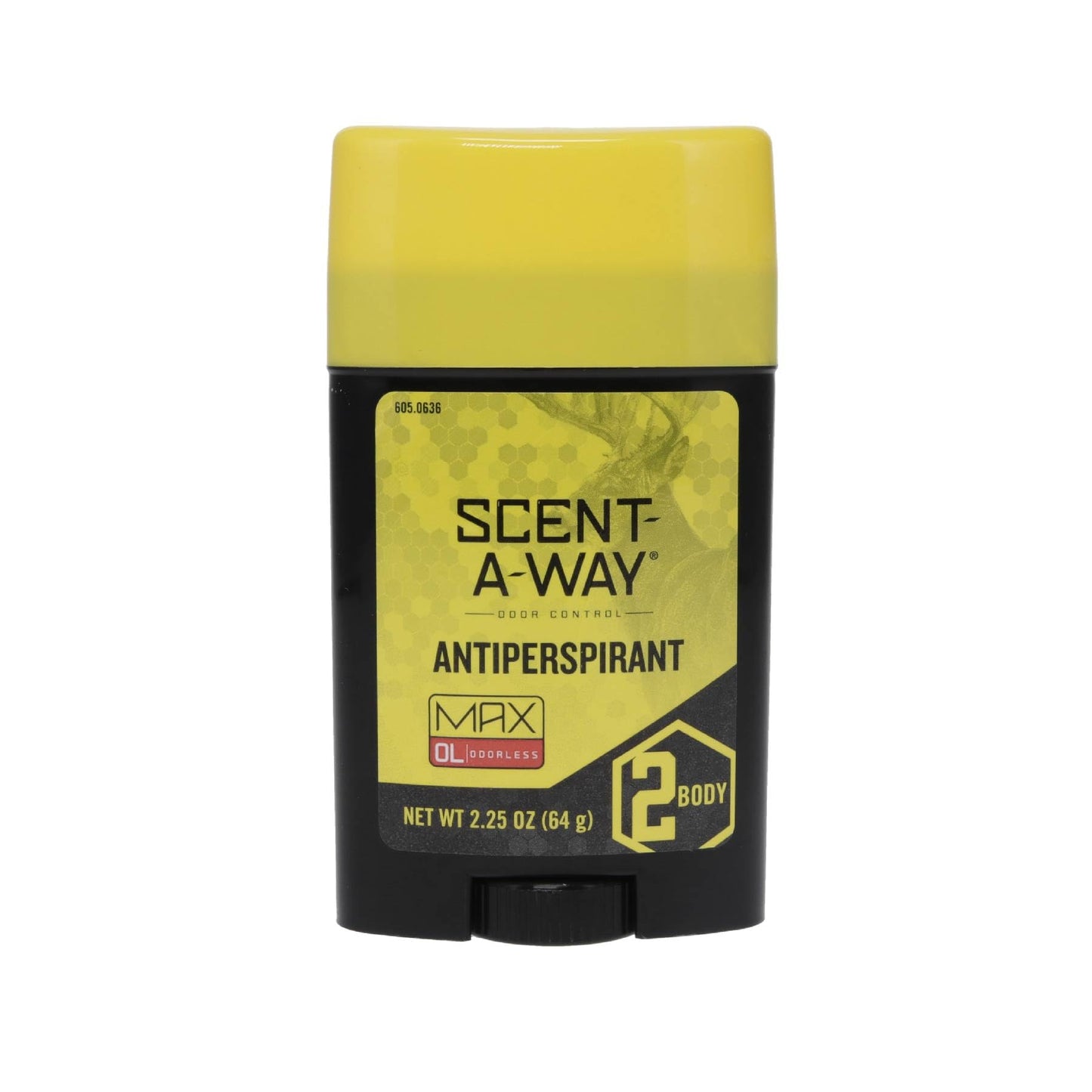 Hunters Specialties fragrance free hunting deodorant stick showing the 2.25 ounce packaging details.