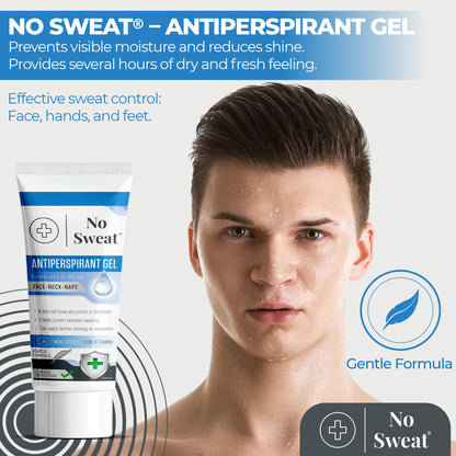 No Sweat Antiperspirant Gel bottle showing clinical protection label