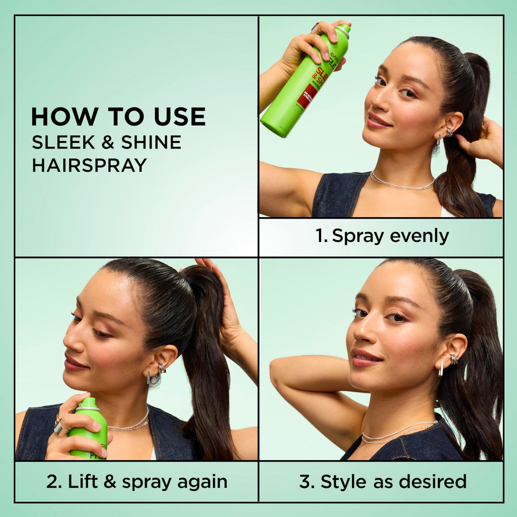 Garnier Fructis styling hairspray showing details and usage instructions