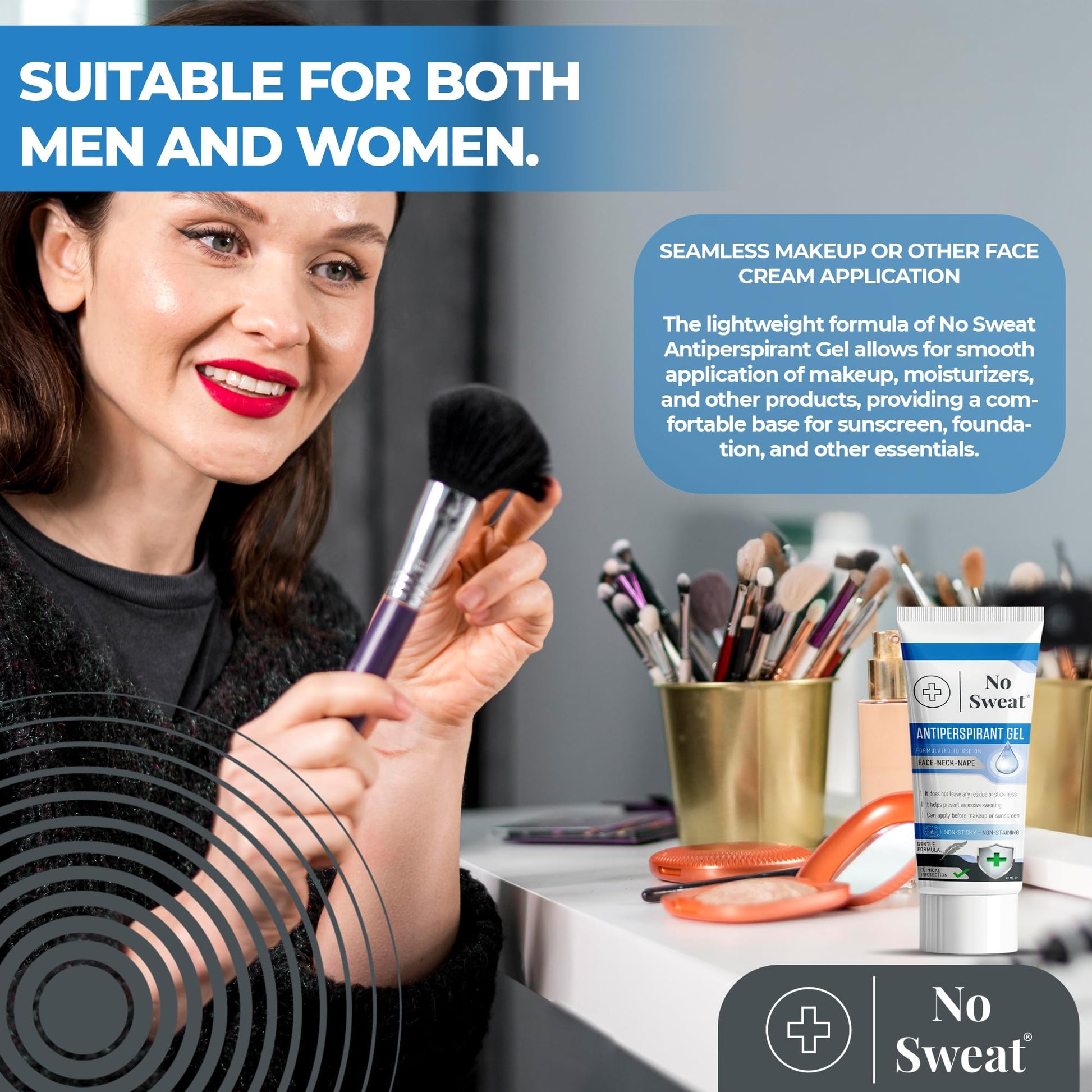 Professional skincare routine with No Sweat Antiperspirant Gel