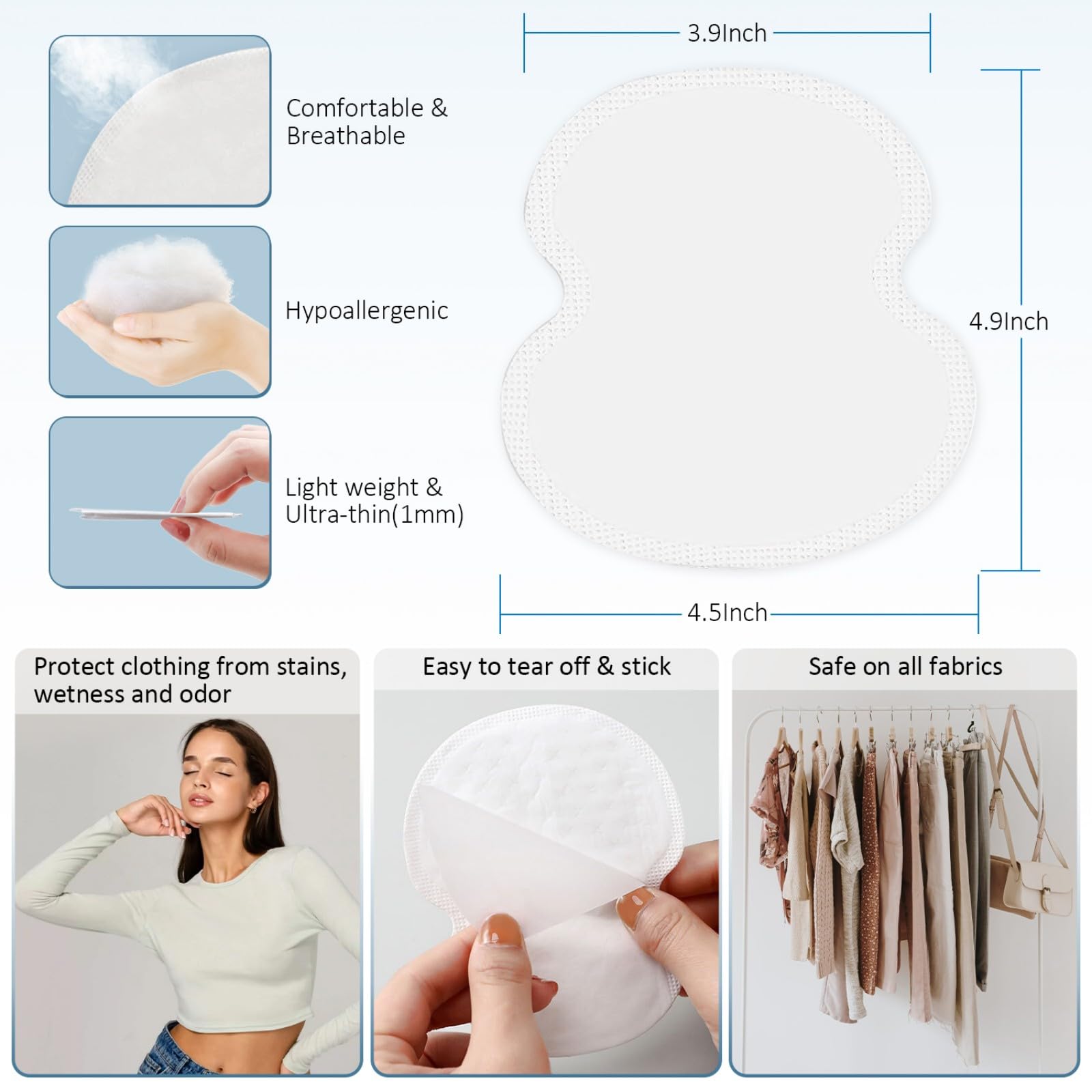 Unadir sweat pads absorbent material texture close up