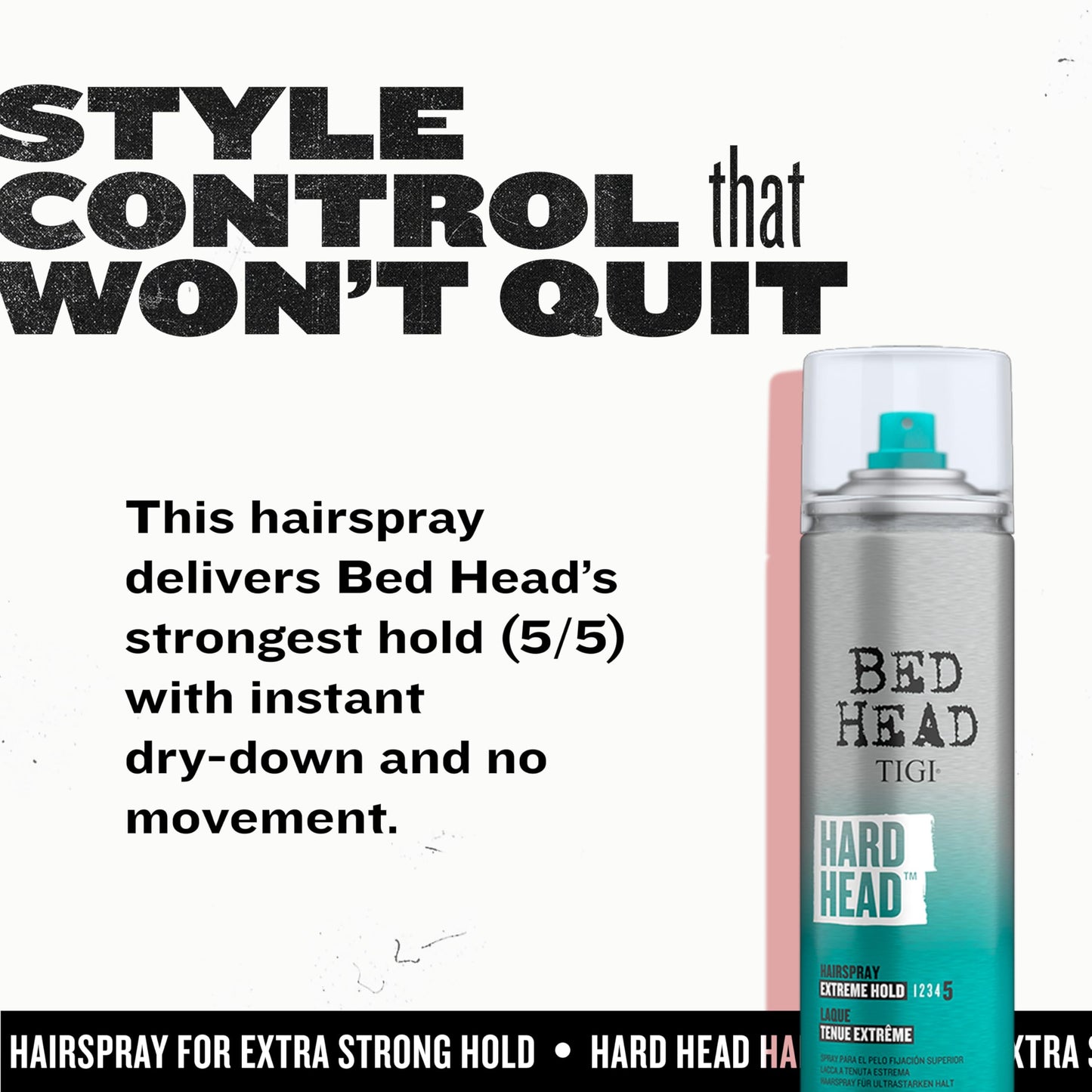 Extra strong hold hair spray for all hair types back panel instructions
