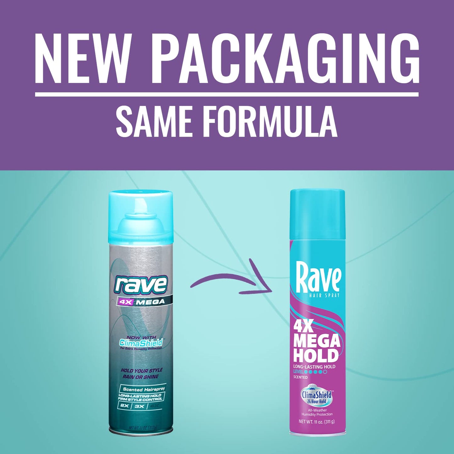 Rave long lasting volume and shine hairspray bottle showing the dispenser nozzle