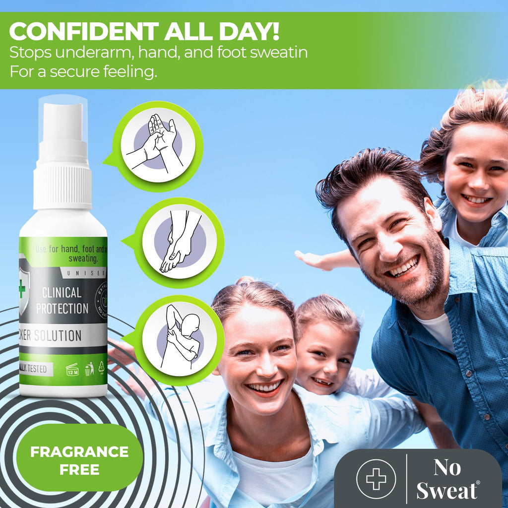 No Sweat Maximum Strength Antiperspirant Spray side package instructions for excessive sweating