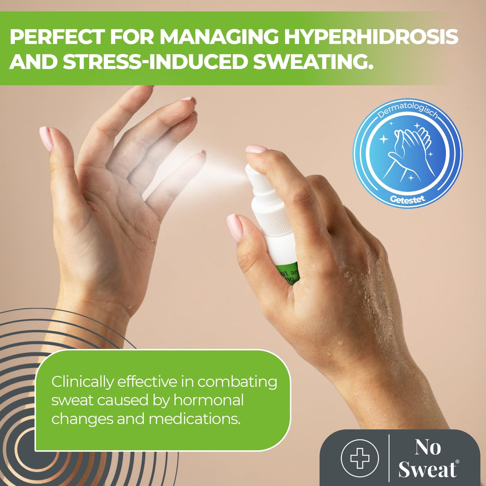 No Sweat spray application on hands and feet